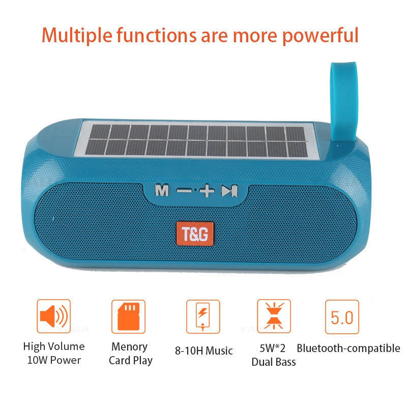 Mini Blue Wireless Speakers Music Sound Player Bluetooth Speaker Solar Charger Speaker